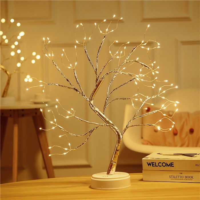 1pc Tabletop Bonsai Tree, Light Decorative With 108 LED USB Or AA Battery Operated DIY Artificial Tree Lamp For Bedroom Home Party And Outdoor, Christmas & Halloween Decorations