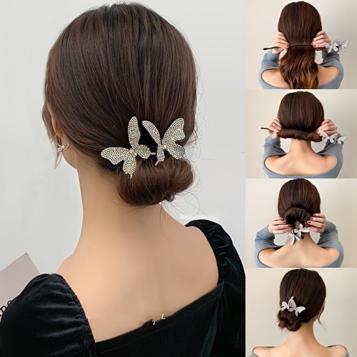 Trendy Elegant Butterfly Plate Hair Artifact Classy Decorative Twist Clip Hair Accessory Headwear For Women Girls