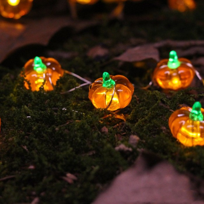 1set  20 LED Halloween Pumpkin String Lights, Copper Wire Fairy Lights, Ghost Festival Decor, Thanksgiving Halloween Gift Battery-powered Halloween Lights