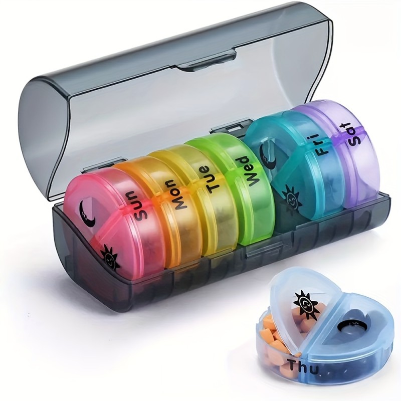 Pill Organizer 2 Times A Day, Weekly AM PM Pill Box, Large Capacity 7 Day Pill Cases