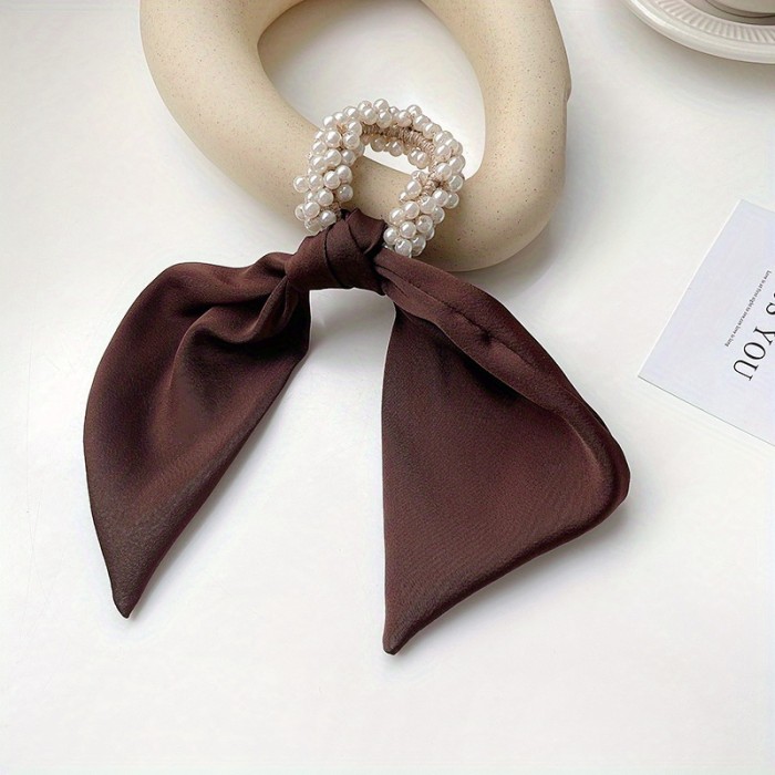 Simple Faux Pearl Hair Tie Elastic Scrunchie Ponytail Holder Head Jewelry Elegant Hair Accessories