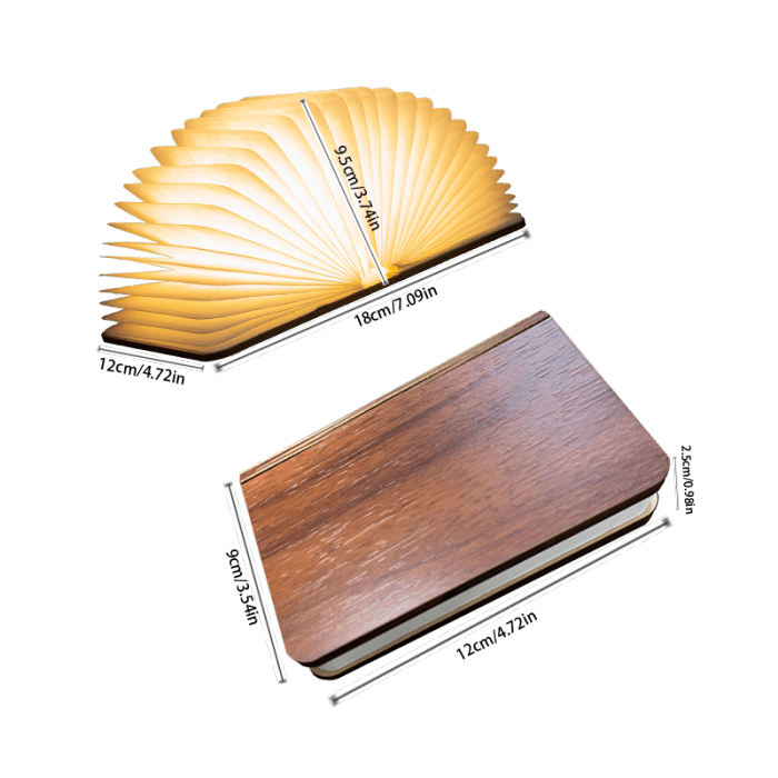 1pc Creative Folding Book Lamp, Touch LED Book Night Light, Paper Lamp Wood Grain Desk Lamp