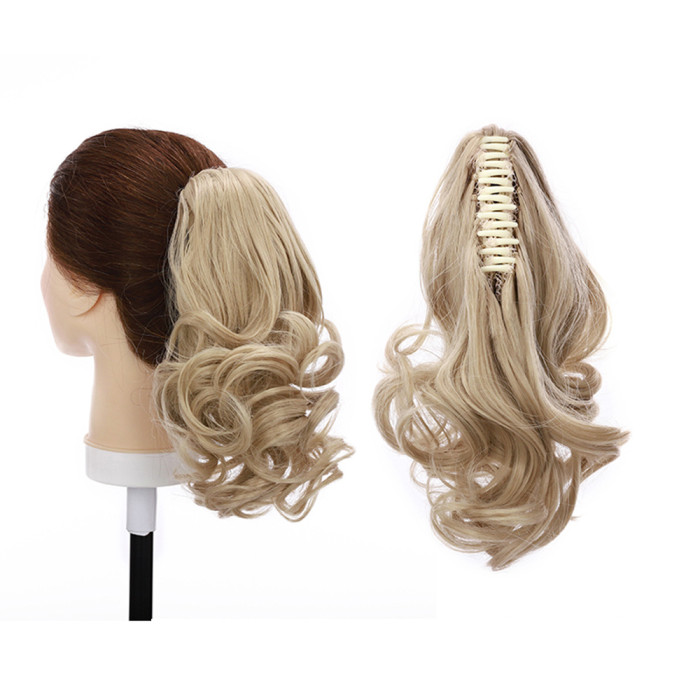 14 Inches Short Claw Ponytail Hair Extensions Synthetic Curly Real Hair Piece Cute Clip In Hair Extensions For Women
