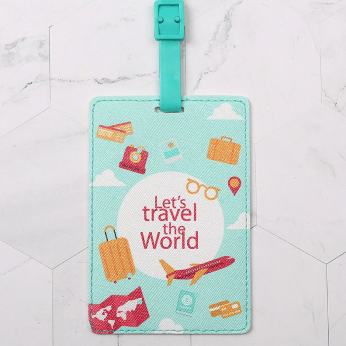 1pc Creative World Map Pattern Luggage Tag, High Quality Travel Accessories, Baggage Tag, PU Leather Tag, Boarding Tag, Name ID Labels With Privacy Cover For Suitcases, Boarding Tag Portable Label