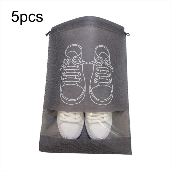 5pcs Shoes Storage Bag, Closet Organizer, Non-woven Travel Portable Bag, Waterproof Pocket, Clothing Classified Hanging Bag