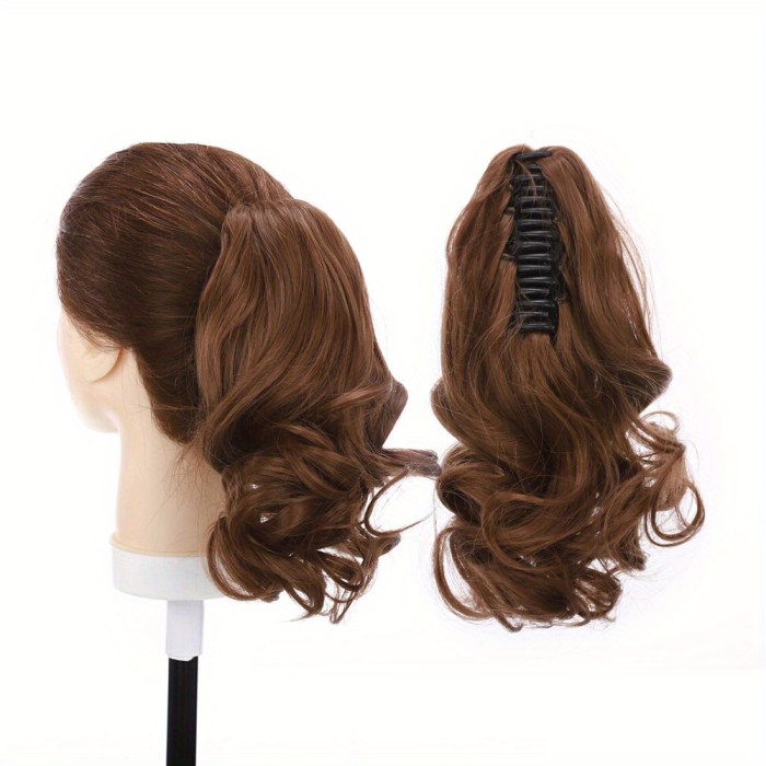14 Inches Short Claw Ponytail Hair Extensions Synthetic Curly Real Hair Piece Cute Clip In Hair Extensions For Women