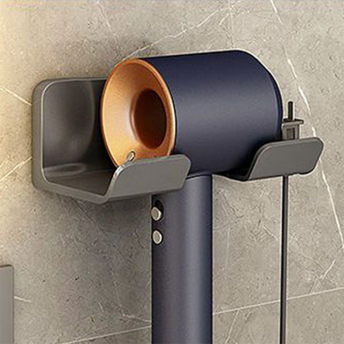 1pc Hair Dryer Holder Wall Mounted, Without Drilling Styling Tool Organizer With Plug Hook And Storage Box, Hair Tool Organizer