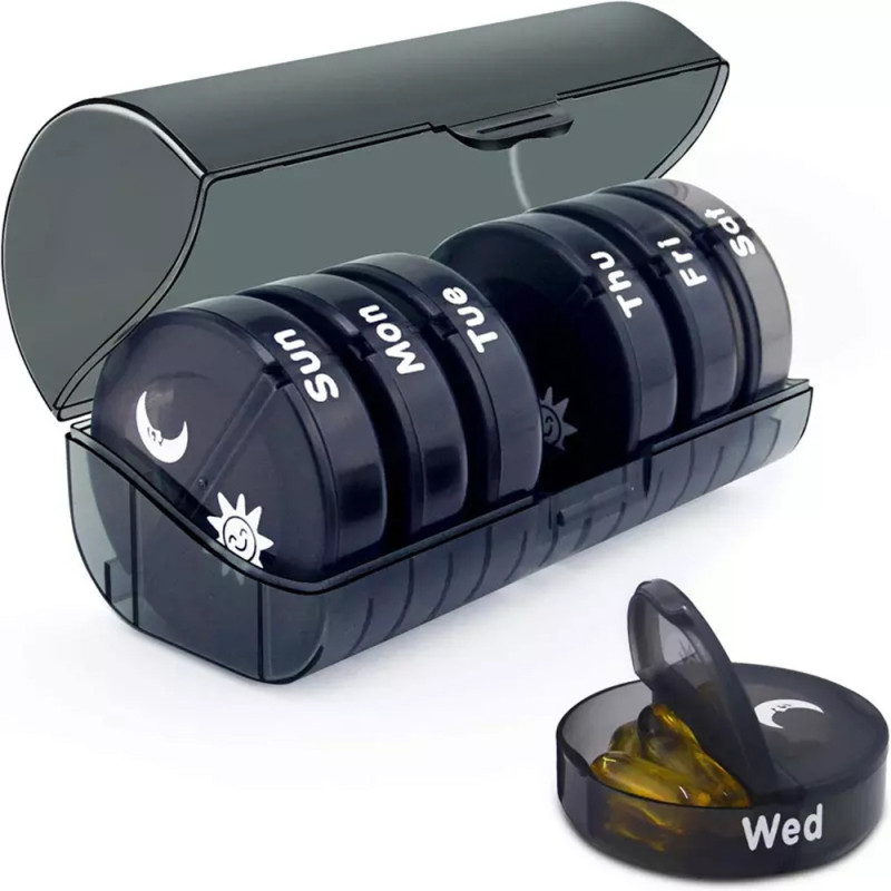 Pill Organizer 2 Times A Day, Weekly AM PM Pill Box, Large Capacity 7 Day Pill Cases