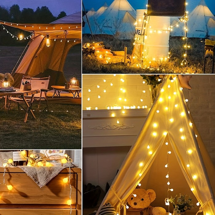 19.68ft LED Globe String Lights, USB Powered 40LEDs String Lights With 8 Modes
