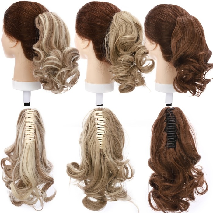 14 Inches Short Claw Ponytail Hair Extensions Synthetic Curly Real Hair Piece Cute Clip In Hair Extensions For Women