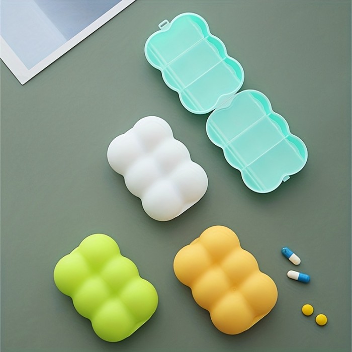 1pc 6 Grids Thickened Pill Box, Pill Storage Box, Jewelry Box, Multiple Purposes