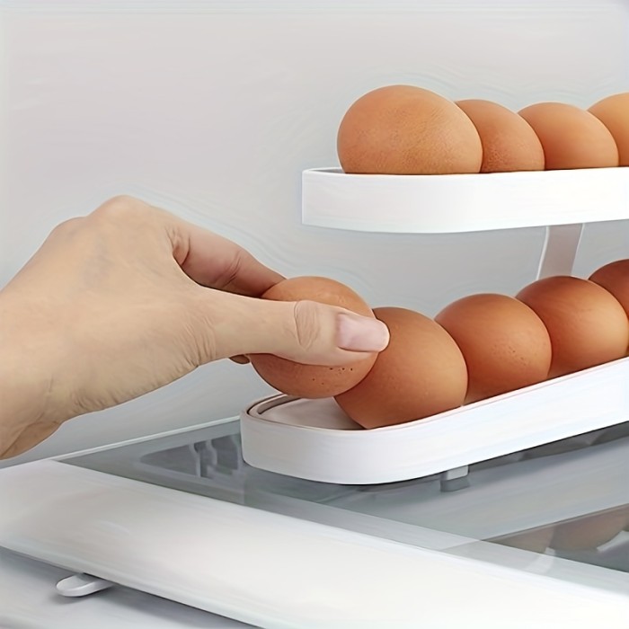 Egg Holder For Refrigerator, Egg Storage Organizer, Automatic Rolling Egg Storage Container, 2 Layers Rolling Egg Dispenser, Egg Organizer For Refrigerator Space Saving Egg Tray