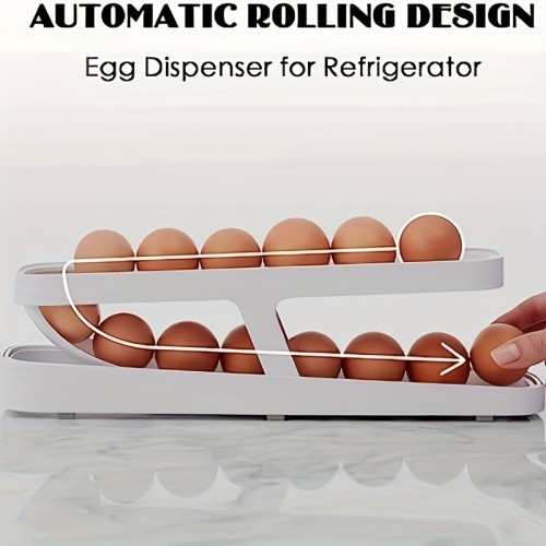 Egg Holder For Refrigerator, Egg Storage Organizer, Automatic Rolling Egg Storage Container