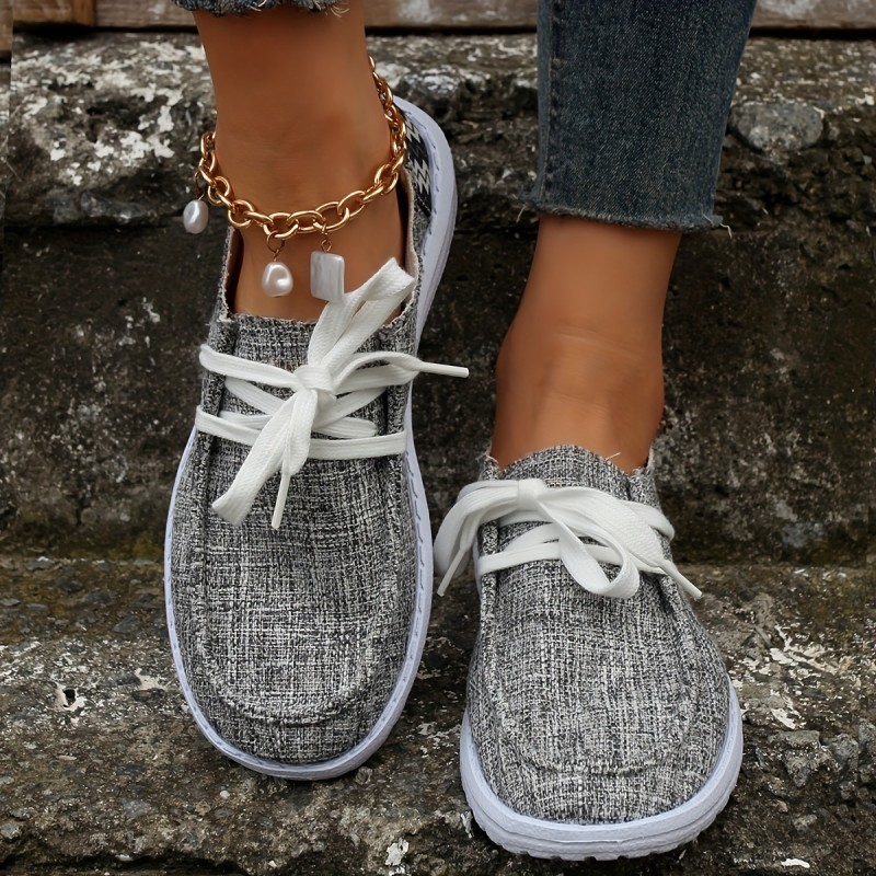 Women's Wave Line Pattern Patchwork Boat Shoes, Lace Up Non Slip Walking Shoes, Breathable Round Toe Outer Casual Sneakers