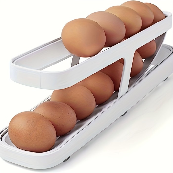 Egg Holder For Refrigerator, Egg Storage Organizer, Automatic Rolling Egg Storage Container, 2 Layers Rolling Egg Dispenser, Egg Organizer For Refrigerator Space Saving Egg Tray