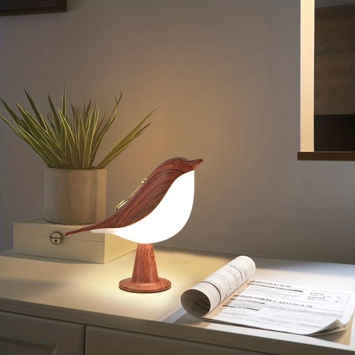 1pc Magpie Night Light, Cute Little Bird Night Light With Touch Control, Modern Dimmable Rechargeable Aromatherapy Table Lamp For Bedroom Nursery Office Car Home Decor