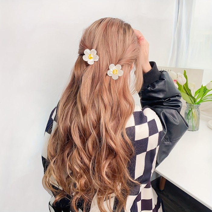 Sweet Flower Grab Clip Vintage Back Head Plate Hair Hairpin Half Tied Shark Clip Medium Elegant Women's Hairpin