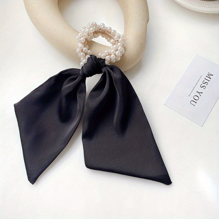 Simple Faux Pearl Hair Tie Elastic Scrunchie Ponytail Holder Head Jewelry Elegant Hair Accessories
