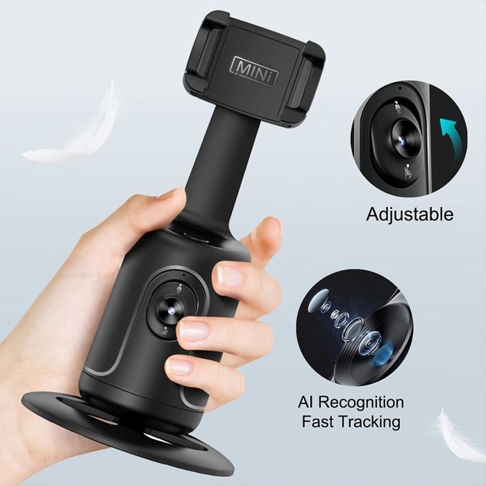 HKXYK Face Tracking Tripod, No App Required, 360° Rotation Face Body Phone Camera Mount Smart Shooting Phone Tracking Holder For Live Vlog Streaming Video, Rechargeable Battery