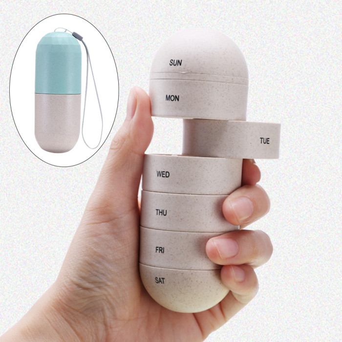 Portable 7-Day Pill Box: Moisture-Proof Design for Vitamins, Medication & Supplements