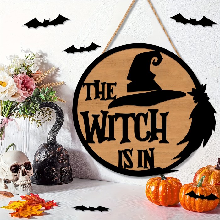 1pc Scary Halloween Witch Wreath Decoration for Farmhouse Home Bar - Perfect Porch Decor and Room\u002FHome Decor for All Seasons - Hanging Gift Idea for Halloween Decoration