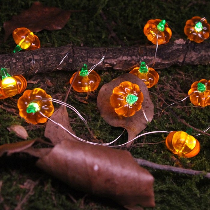 1set  20 LED Halloween Pumpkin String Lights, Copper Wire Fairy Lights, Ghost Festival Decor, Thanksgiving Halloween Gift Battery-powered Halloween Lights