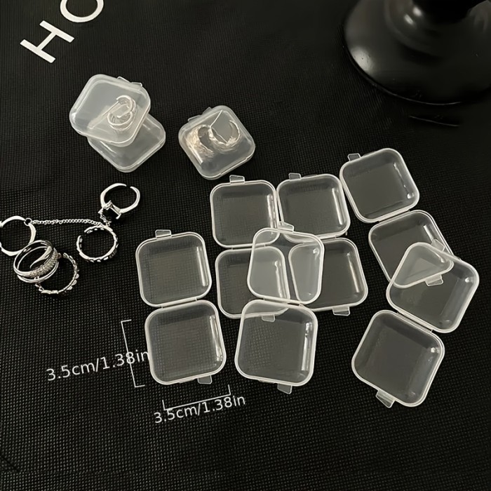20\u002F40pcs Clear Plastic Storage Box with Lid for Jewelry, Earrings, and Necklaces - Organize and Protect Your Valuables