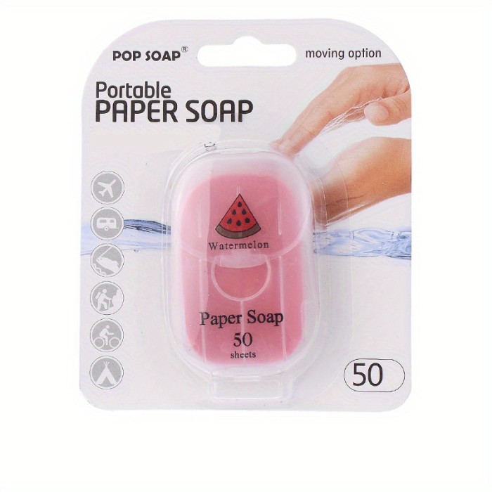 50Pcs\u002Fbox Disposable Soap Paper, Scented Paper Soap Sheets For Travel