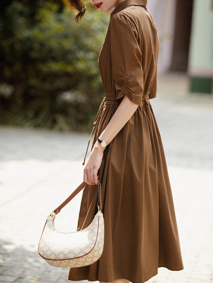 Elegant Long Sleeve  Casual Women's Dresses Stylish and Simple Midi Dress