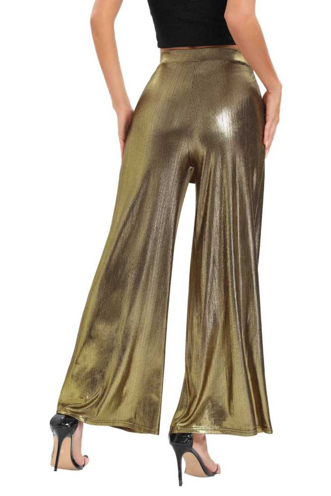 Women's Fashion Sexy Beauty Strip Bronzing Nightclub Casual Wide Leg Pants