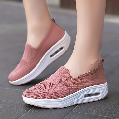 Women's Platform Sock Shoes, Air Cushion Slip On Low Top Shoes, Comfortable Walking Shoes