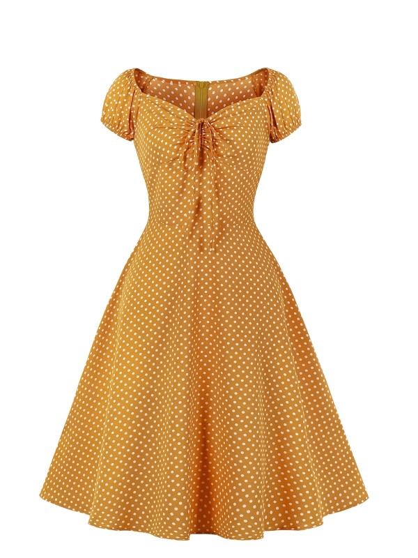 Vintage Sleeveless Cocktail Swing Dress 1950s Polka Dot Floral Audrey Rockabilly Prom Party Dress