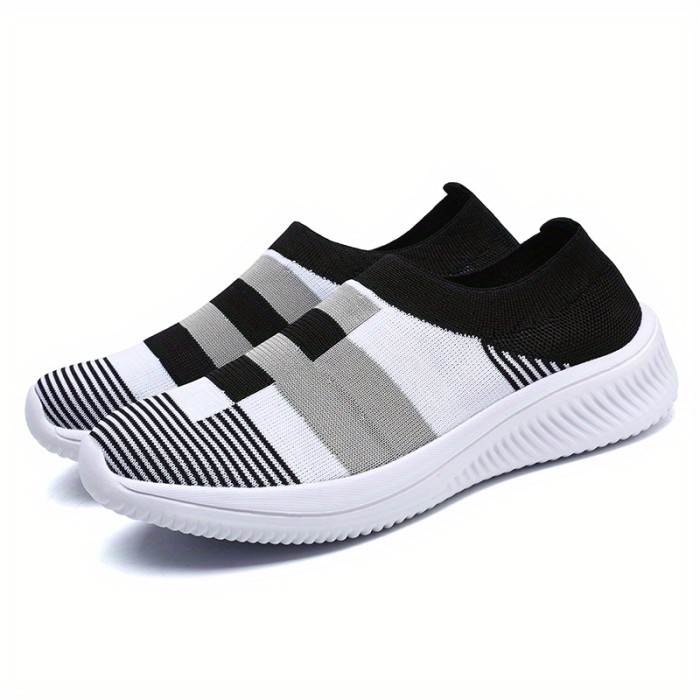 Women's Colorblock Sock Sneakers, Comfortable & Breathable Slip On Sports Shoes, Casual Walking Shoes