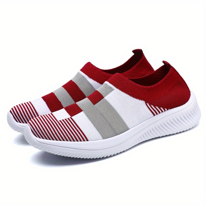 Women's Colorblock Sock Sneakers, Comfortable & Breathable Slip On Sports Shoes, Casual Walking Shoes