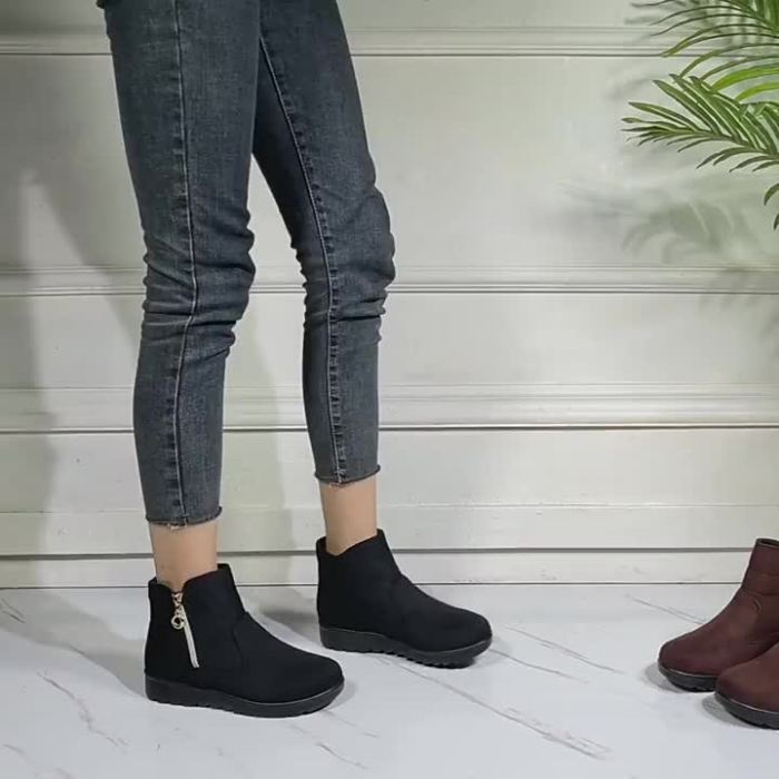 Women's Platform Short Boots, Casual Side Zipper Ankle Boots, Women's Comfortable Winter Boots