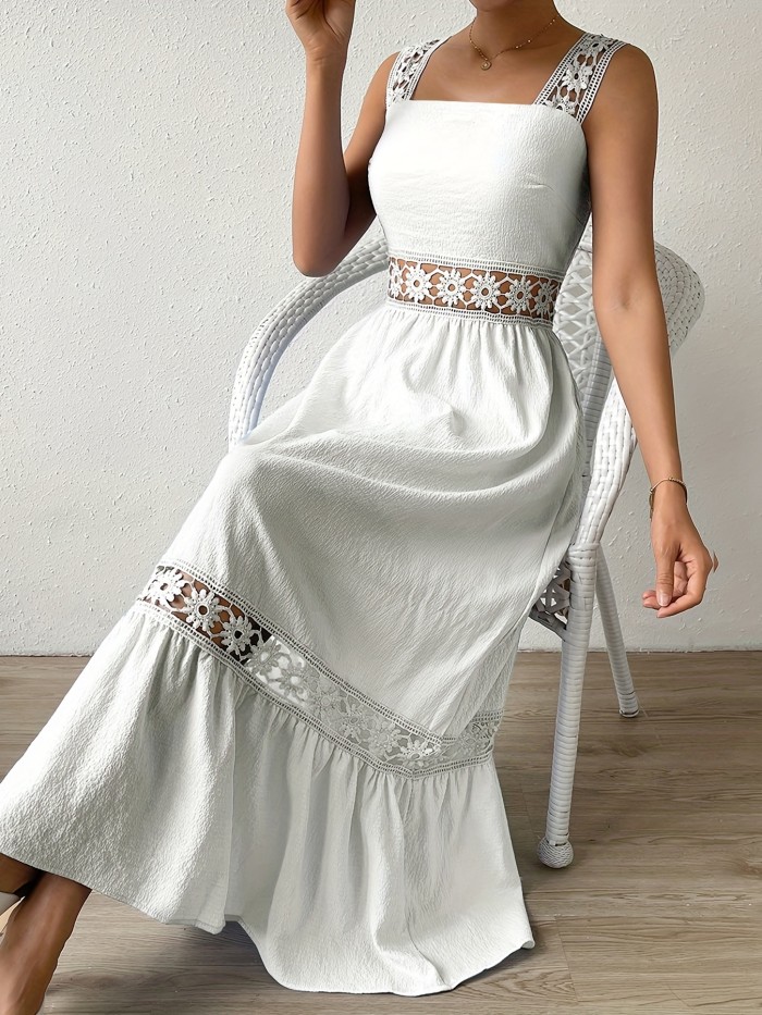 Women's Bridesmaid Dresses Elegant Casual Solid Hollow Fashion Summer Bohemian Long Dress, Women's Clothing