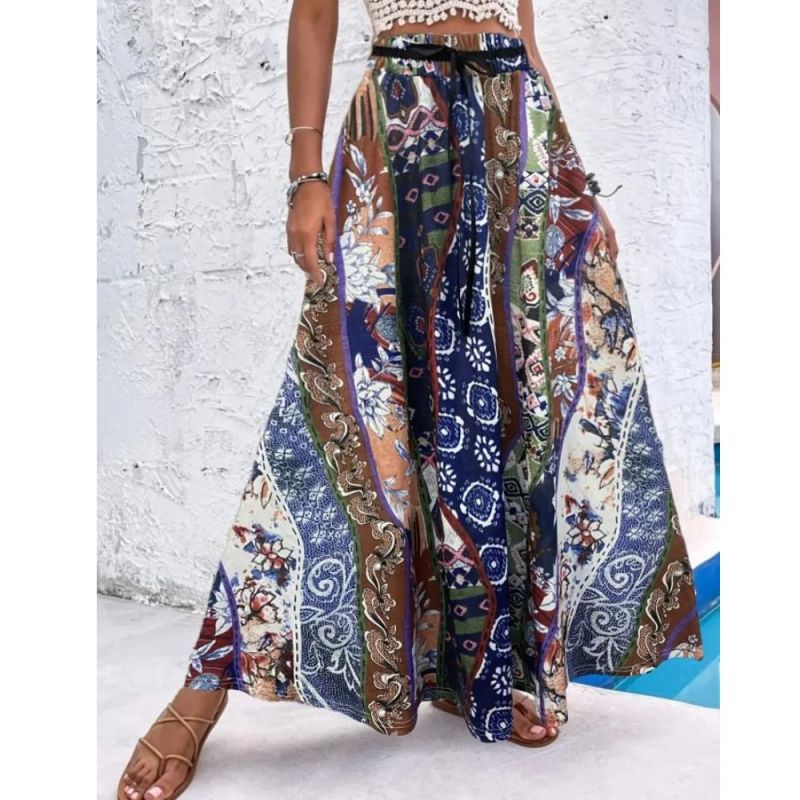 Floral Print Tie Waist Skirt, Casual Skirt For Spring & Fall, Women's Clothing