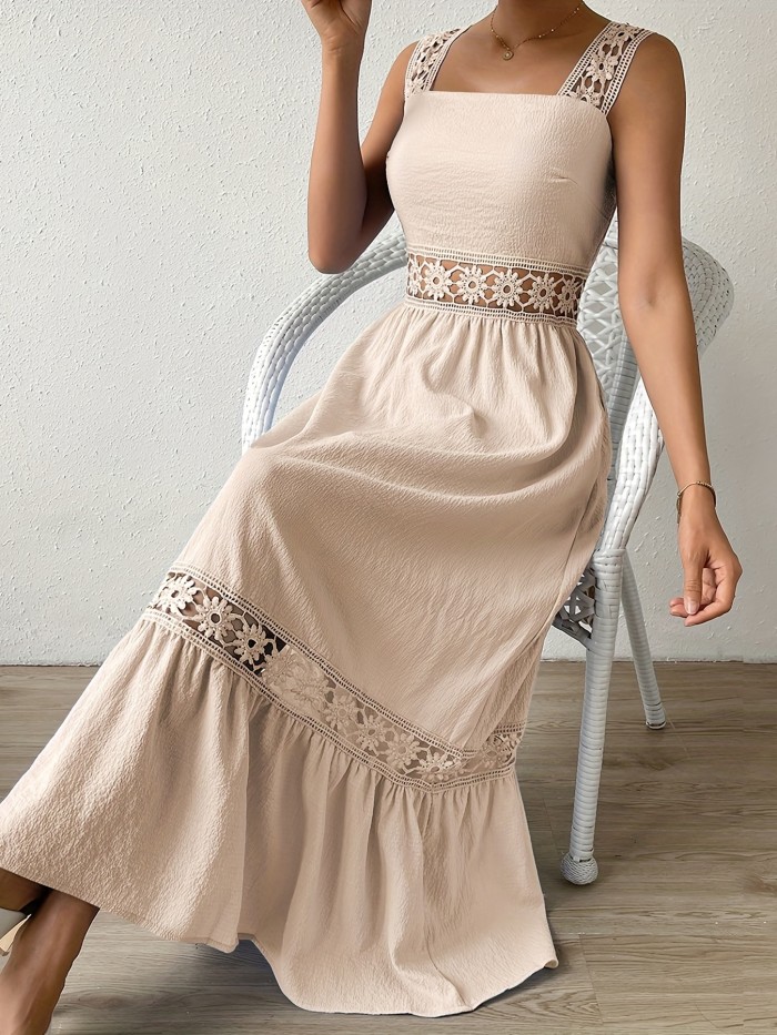 Women's Bridesmaid Dresses Elegant Casual Solid Hollow Fashion Summer Bohemian Long Dress, Women's Clothing