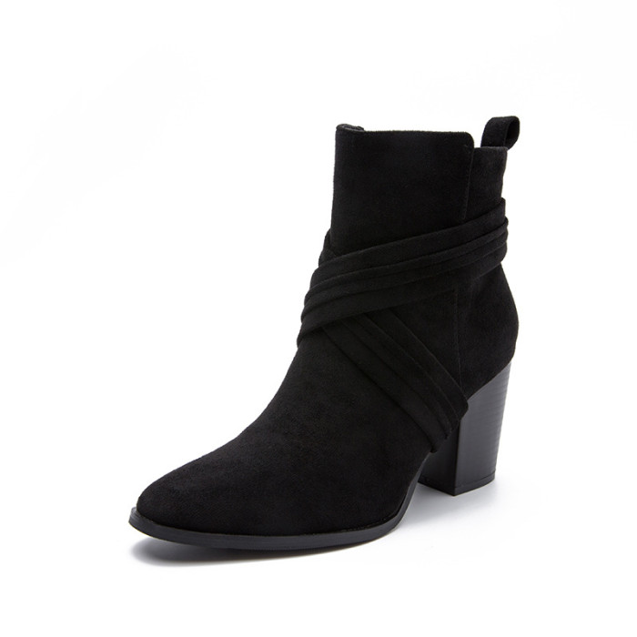 Pointed Toe High Heels Zipper Ankle Boots for Women