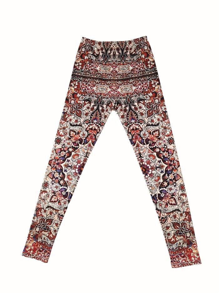 Mandala Print Skinny Leggings, Casual Every Day Stretchy Leggings, Women's Clothing