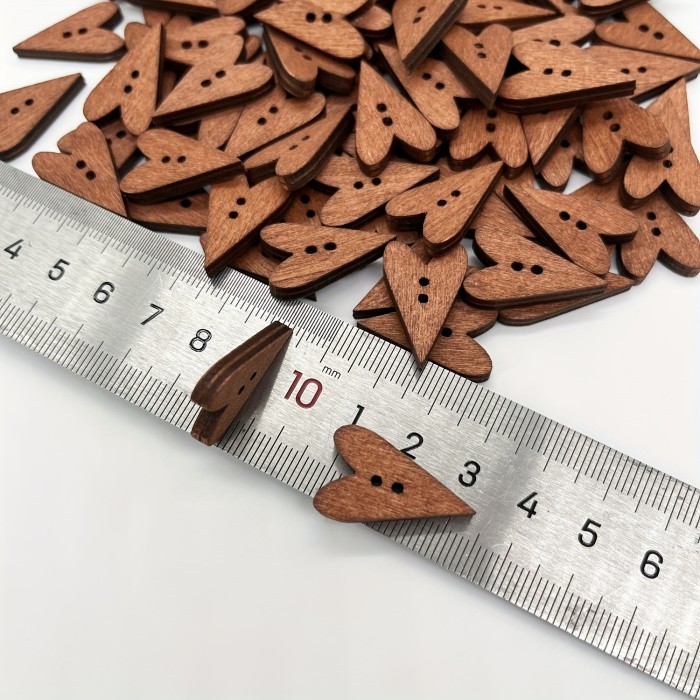 100pcs Wooden Heart-shaped Buttons, DIY Raw Materials, Mixed Wooden Buttons Sewing In Bulk Buttons, For Crafts Mixed Buttons Vintage Love Heart