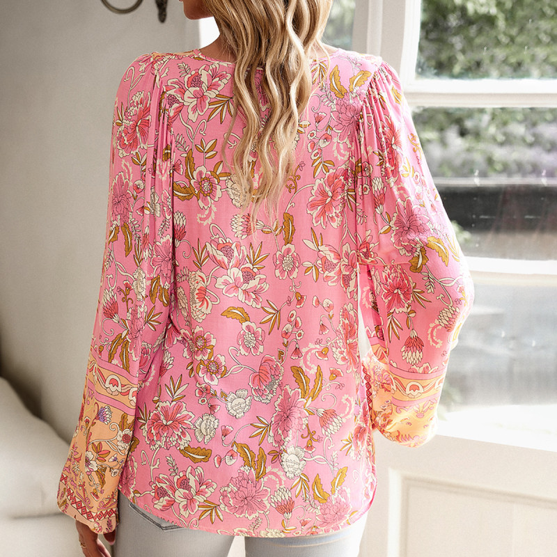 Women's Printed Elegant Vacation Casual Long Sleeve Shirt