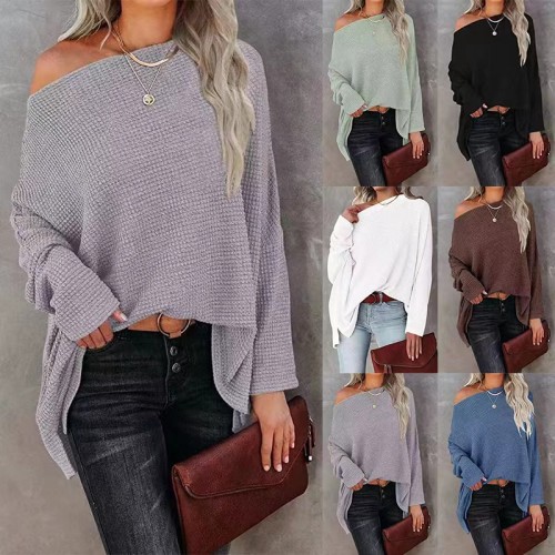 Women's Sexy Knitted Tops Solid Color Fashion Elegant Sweater