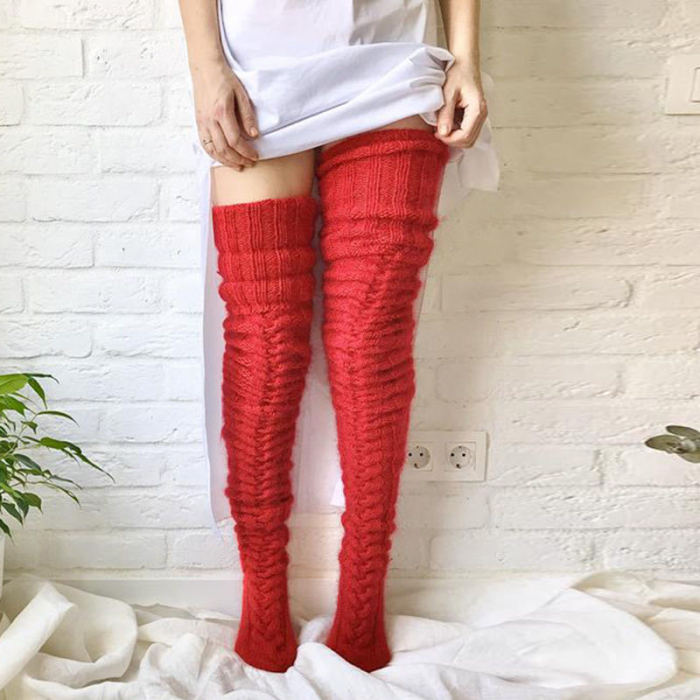 Women's Fashion Sexy Trendy Over-the-Knee Extended Knitted Pile Socks