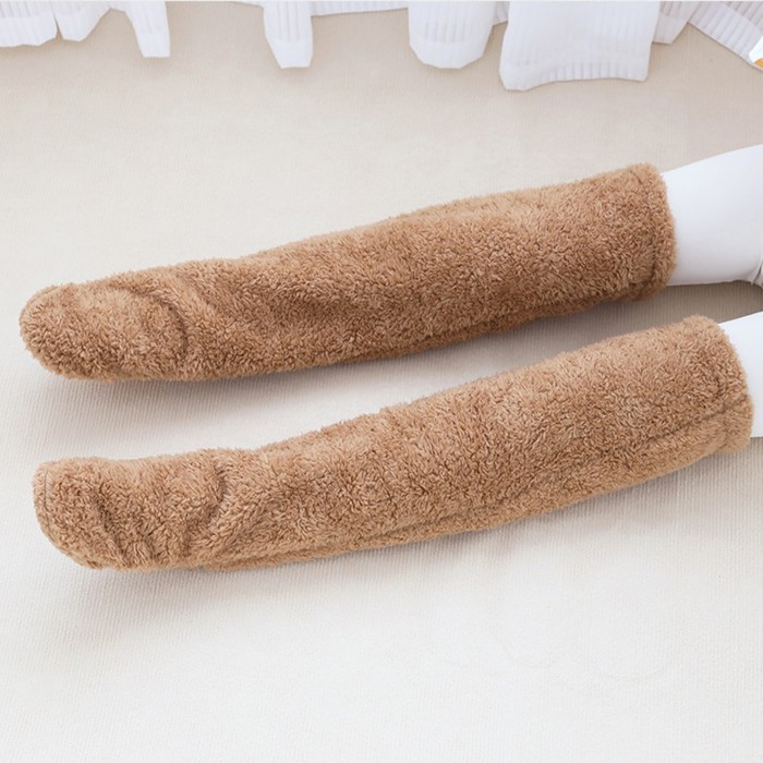 Fluffy Coral Fleece Women's Long Socks  Warm Plush Socks for Women Winter Soft Indoor Floor Towel Socks New Year Gift Christmas