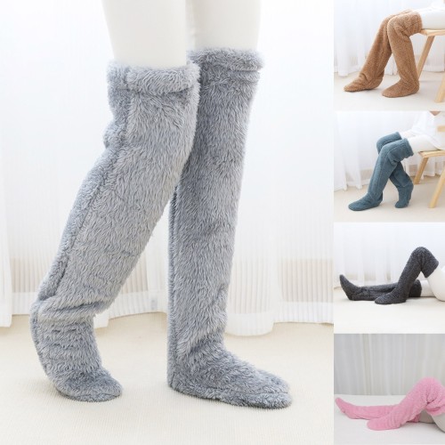 Fluffy Coral Fleece Women's Long Socks  Warm Plush Socks for Women Winter Soft Indoor Floor Towel Socks New Year Gift Christmas