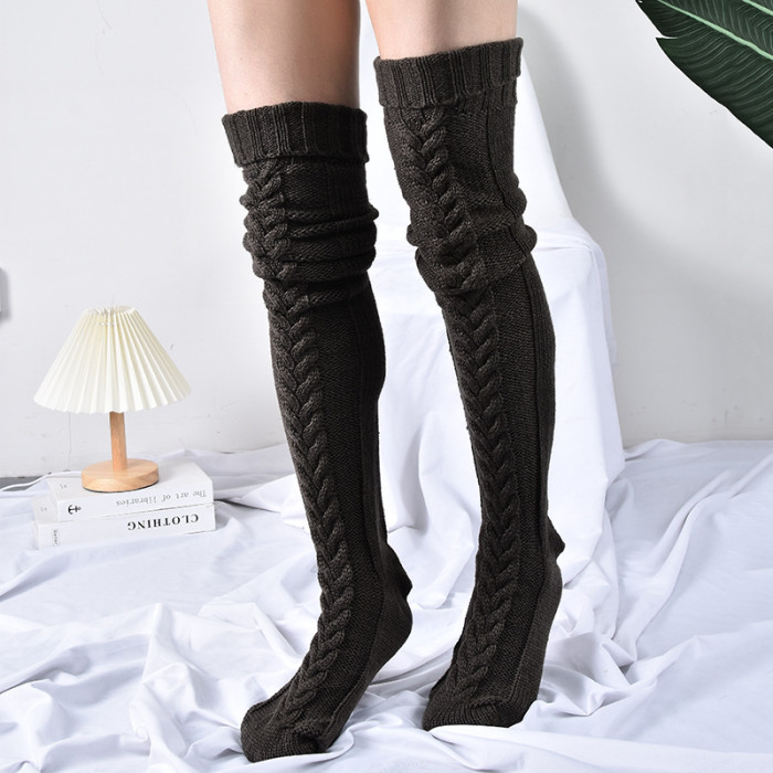 Women's Fashion Sexy Trendy Over-the-Knee Extended Knitted Pile Socks