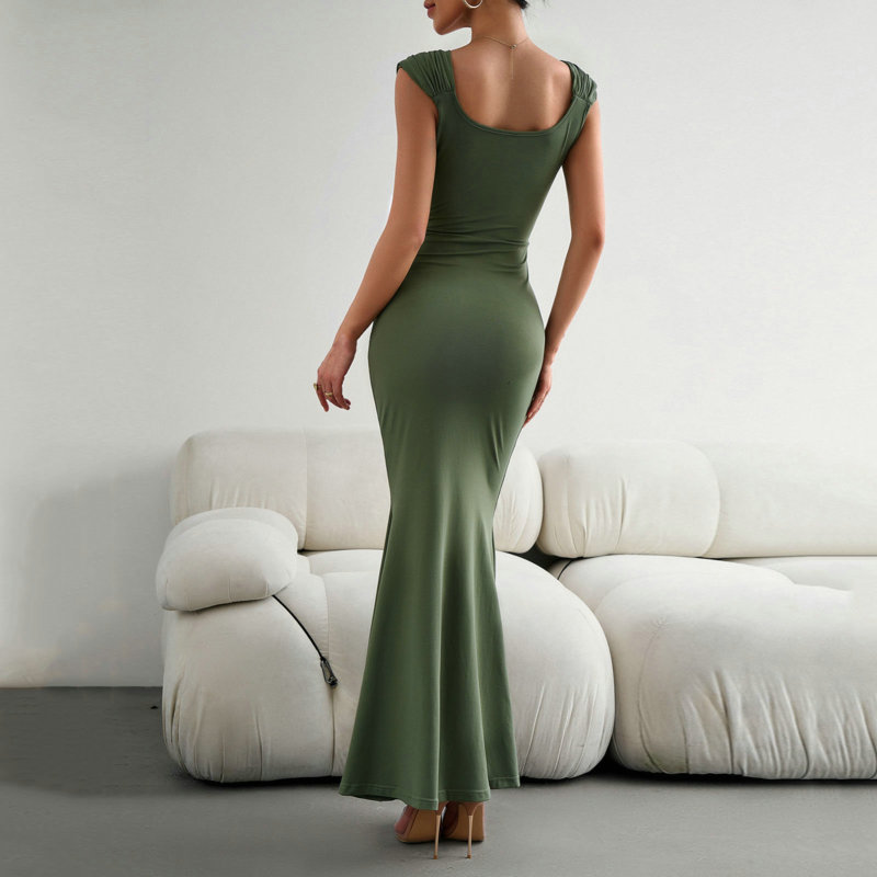 Fashion Slim Elegant Sexy Sleeveless Solid Color Party Bodycon Maxi Dresses
