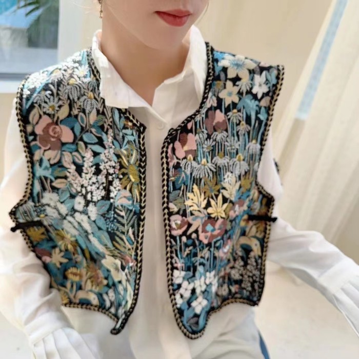 New Bohemian Vest for Women Retro Embroidery National Style  Women's Tops