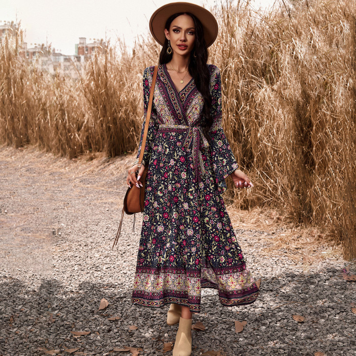 Women's Elegant Fashion Bohemian Casual Printed Maxi Dress